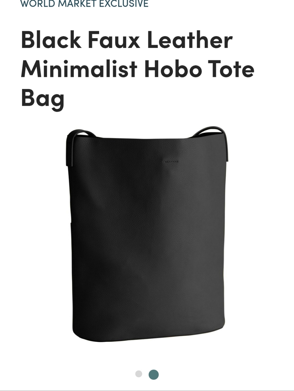 Classic Black Vegan Leather Shoulder Bag - World Market Exclusive - Picture 3 of 4